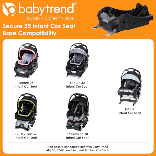 Baby Trend Secure 35 Infant Car Seat Base, Black – Click-in Compatibility, Adjustable Recline, Easy-Level Indicators