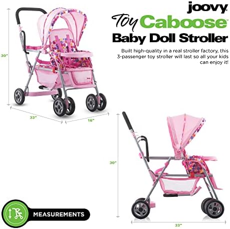 Joovy Toy Caboose Baby Doll Stroller Featuring Reclining Front Seat, Adjustable Footrest, Storage Basket, Extendable Canopy