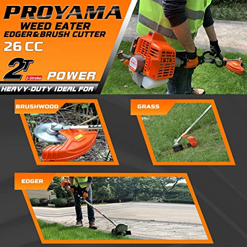 PROYAMA 26cc Gas Powered Weed Eater Wacker, String Trimmer, Brush Cutter