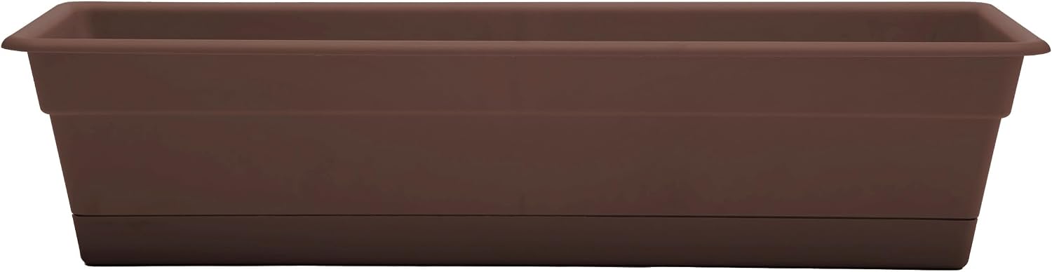 Bloem Dura Cotta Window Box Planter: 24" - Terra Cotta - with Tray, Weatherproof Resin Box, Removable Tray for Indoor & Outdoor Use, Gardening, 3 Gallon Capacity