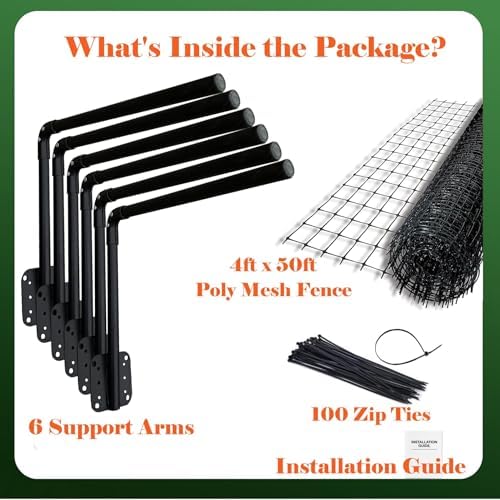 50FT Cat-Proof Fence Topper System 24" Horizontal Outreach Steel Extender Anti-Climb Conversion Kit for Brick/Wood/Vinyl/Metal Fences Pet Safe