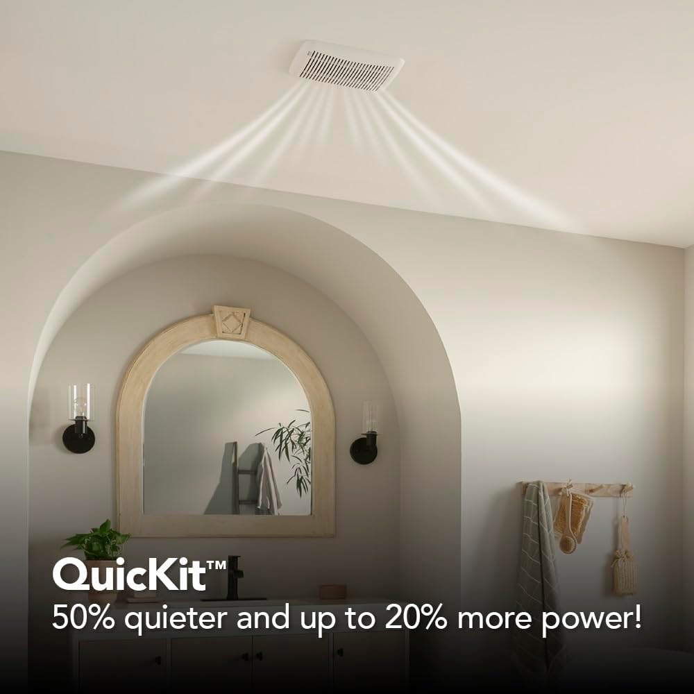 Broan-NuTone BKR60 QuickKit Ultra-Quiet Bath Fan Replacement Motor and Cover/Grille, 60 CFM, 20% more power, White