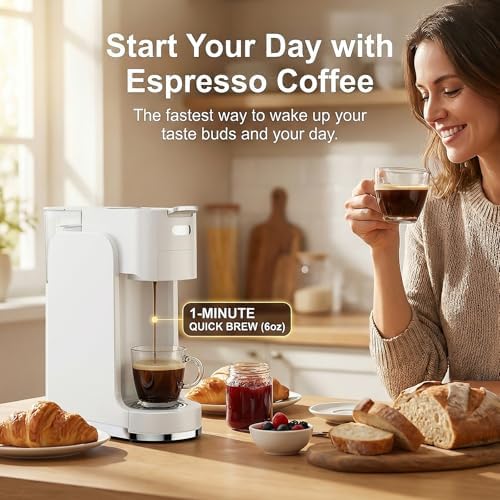 Single-Serve Coffee Maker, 4 in 1 Hot and Iced Coffee Machine, 20-Bar Espresso Coffee Maker for Ground Coffee, K-Cup Pod, NES Original and DG Pod