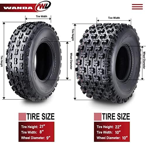 WANDA Sport ATV Tires Set 21x8-9 Front & 22x10-10 Rear /4PR GNCC Race Tires | Designed for Grand National Cross Country Series Race