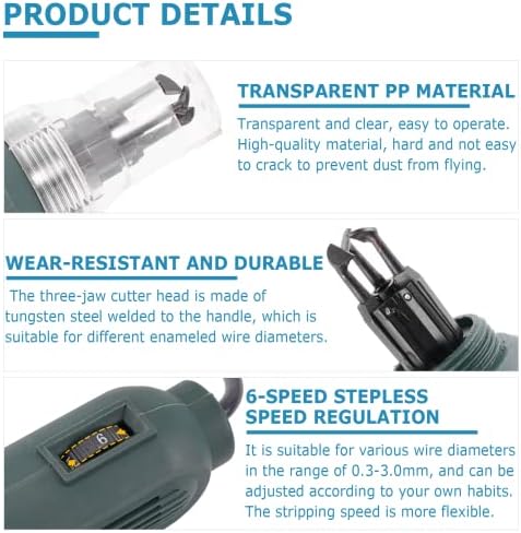 MXBAOHENG Handheld Magnet Wire Stripping Machine 75W | Wire Stripper Cutter, 0.3-3mm Enameled Wire Paint Scraper, 12000r/min, 110V