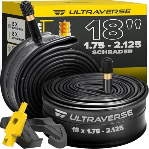 Ultraverse 18 Bike Inner Tubes 18 x 1.75, 1.95, 2.00, 2.10, 2.125, Set of 2
