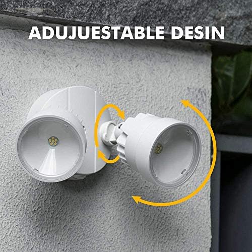 LUTEC 2 Packs P6221B 2000 Lumen 18 Watt 28 LED Dual-Head Flood Light Outdoor, Waterproof Exterior Security Wall Light for Patio, Garden,Yard-Black