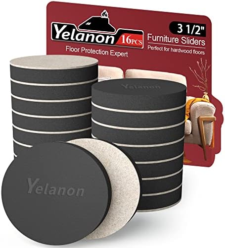 Yelanon Felt Furniture Sliders 20 Pcs 3.5" Round for Hardwood & Tile