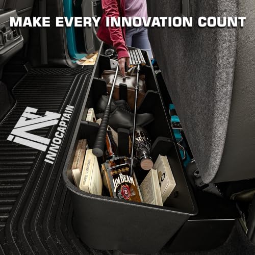 Rear Truck Underseat Storage Box, Fit 2017-2026 Ford F-250 F-350 Super Duty and 2015-2026 Ford F-150 SuperCrew Crew Cab Heavy Duty Rear Under Back Seat Box Organizer, Anti Slip