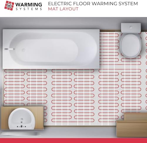 40 Sq Ft 120V Electric Floor Heating System Mat Kit | Premium UDG4-4999 touchscreen thermostat with built-in GFCI, Heating mat, floor sensor & installation monitor included.