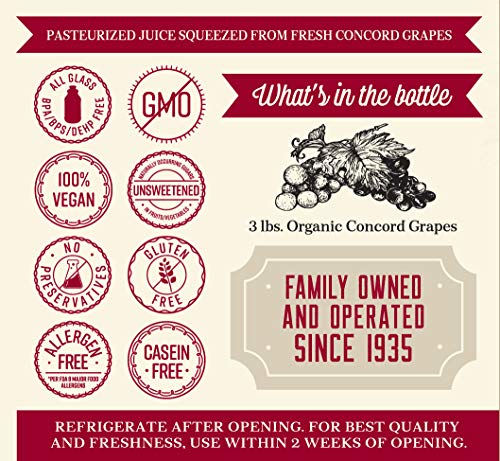 Lakewood Organic PURE Concord Grape Juice, 32 Fl Oz, Pack of 6