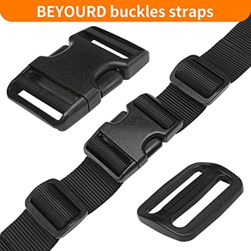 BEYOURD Buckles and Straps Set 1": 6 Yards of Thick Nylon Webbing, 6-Pack Heavy Duty Adjustable Quick Side Release Plastic Buckles