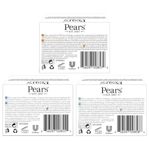 Pears Glycerin Soap Variety 12-Pack – Transparent Amber, Blue & Green Bars for Soft, Glowing Skin, 3.53 Oz Ea
