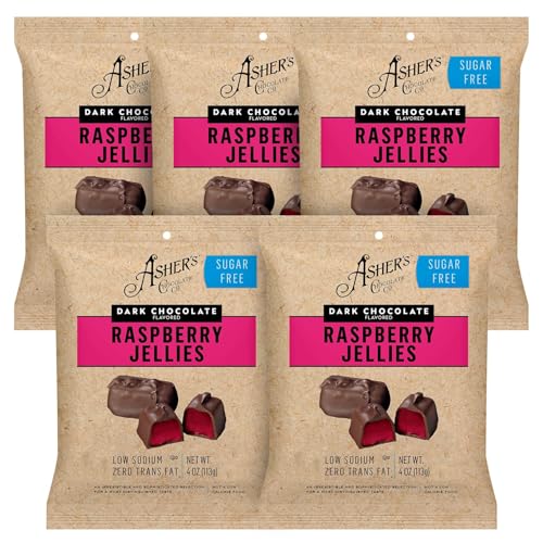 Asher's Chocolates, Sugar Free Dark Chocolate Raspberry Jellies, Diabetic Friendly Chocolate, Small Batches of Kosher Chocolate