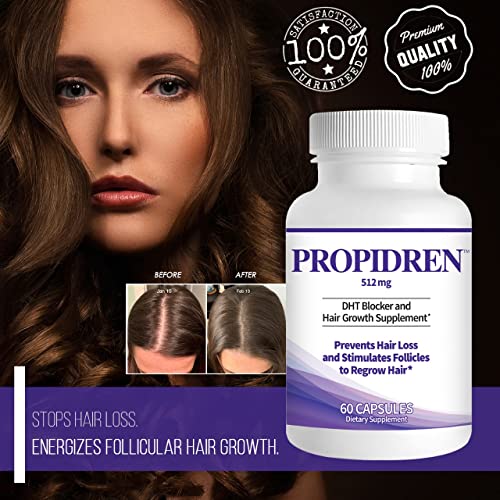 Propidren DHT Blocker & Hair Growth Pills To Stop Hair Loss and Regrow Hair | Hair Vitamins for Men & Women, Regrowth, DHT Blocking, Thinning Hair
