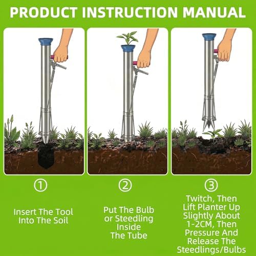 Long Handled Bulb Planter Tools and Vegetable Seedling Tool Manual Plant Transplanter Bulb Planter