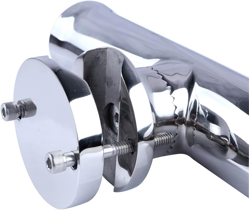 (2X) 316 Stainless Tournament Style Boat Fishing Holder Clamp on Fishing Rod Holder for Boat 1-1/4" to 2" Rail Gimbal Pin at Bottom