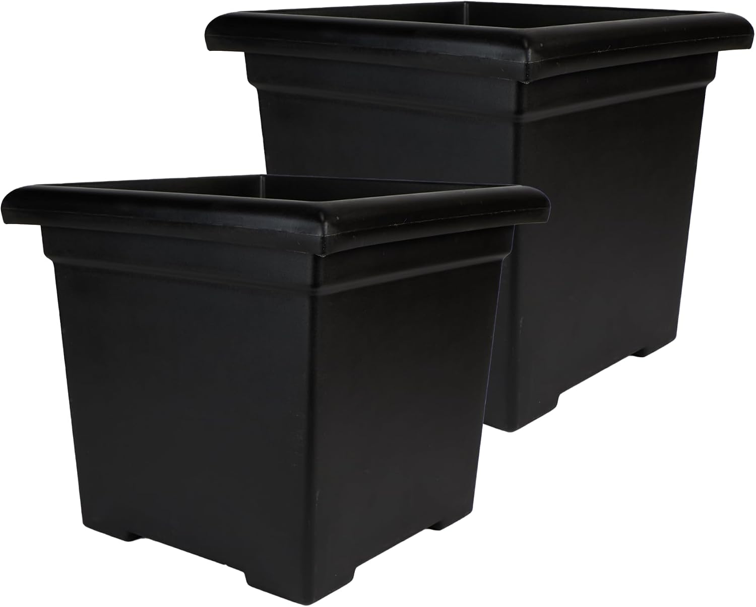The HC Companies Accent Square Plant Pot w/Drainage - Classic Planters for Outdoor Plants & Indoor Plants - Lightweight & UV-Resistant Square Planter Box (15.5”, Sandstone, Pack of 1)