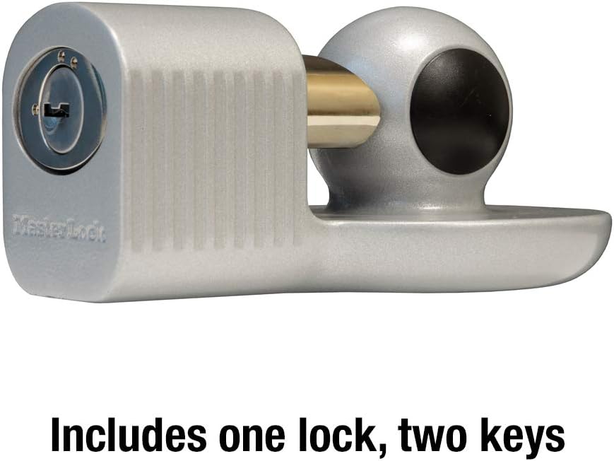 Master Lock Trailer Hitch Lock, Fits 1-7/8 in., 2 in., and Most 2-5/16 in. Trailer Couplers, Weather Resistant Automotive Hitch Lock with Keys, 377KA