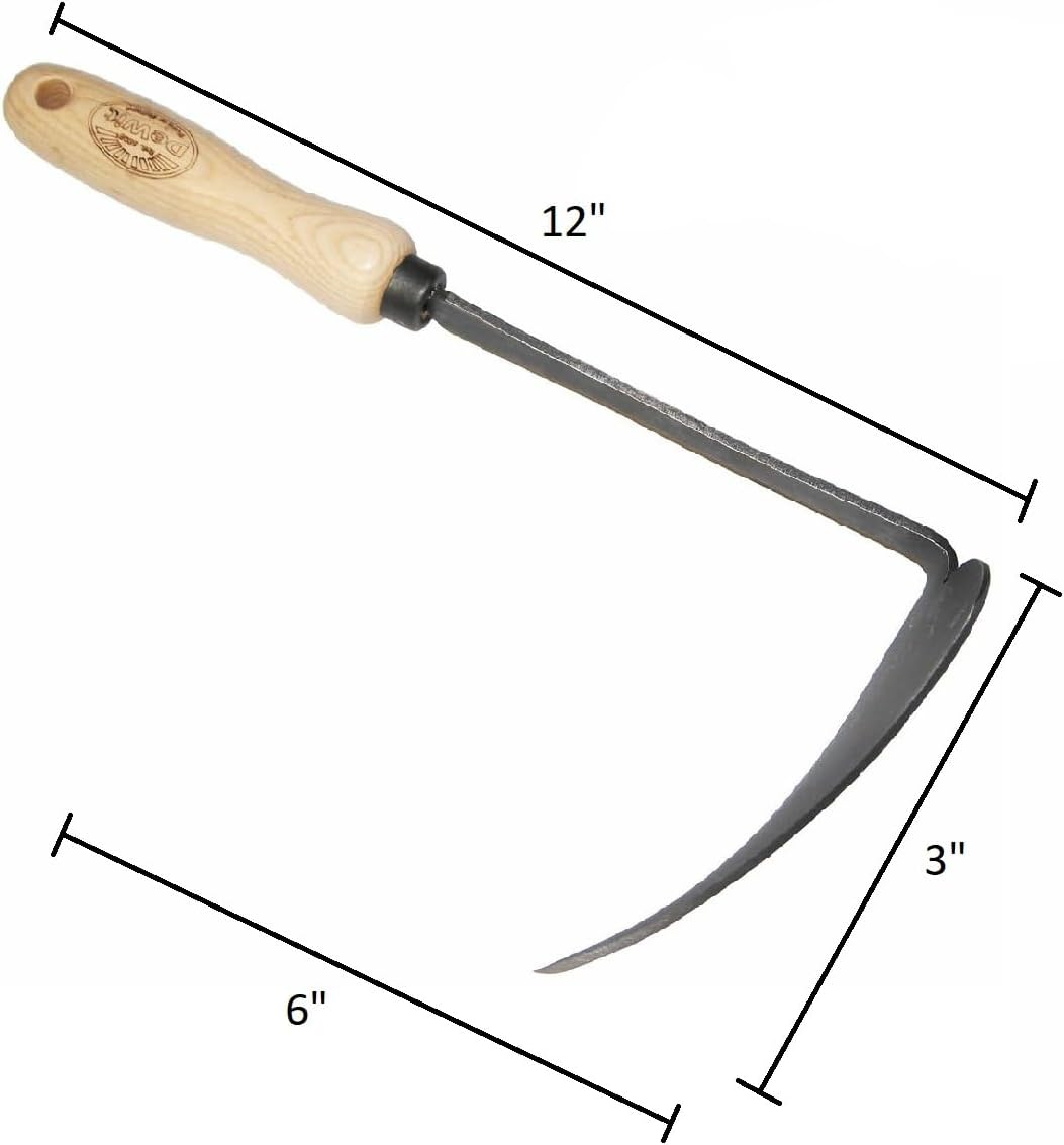 DeWit Korean Right Hand Hoe - Versatile Ho-Mi Garden Tool with Tempered Boron Steel Blade & Ash Hardwood Handle (12" Total Length, 0.65lbs)