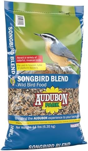 Audubon Park Songbird Blend Wild Bird Food, Bird Food for Outside Feeders, 14-Pound Bag | Year-round outdoor bird food for outside feeders
