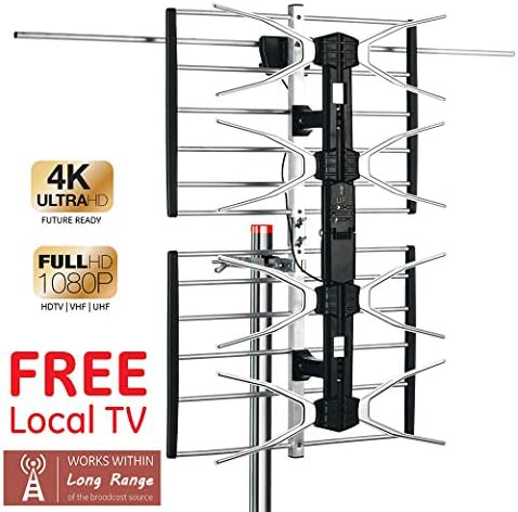 PBD Outdoor Digital HD TV Antenna with High Gain Amplifier 150 Mile Long Range for UHF/VHF, Mounting Pole, 40FT RG6 Coaxial Cable, Easy Installation