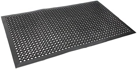 36" x 60" Heavy-Duty Black Commercial Anti-Fatigue Floor Mat Outdoor Indoor Kitchen X Comfort Rug Rubber cart Drainage Excellent Safe Bathroom Home