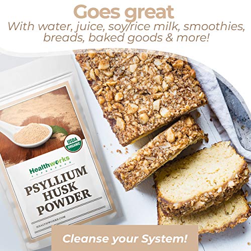Healthworks Superfoods Organic Psyllium Husk Powder 2 lb Keto Soluble Fiber | Organic, Powder, 1 lb, Soluble Fiber, Digestive Support, Keto, Non-GMO, Vegan, For Gut Health, Prebiotic, Gluten-Free, Paleo