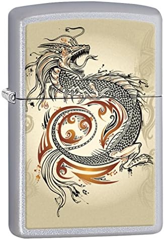 Zippo Lighter: Dragon Tattoo - Satin Chrome 76947