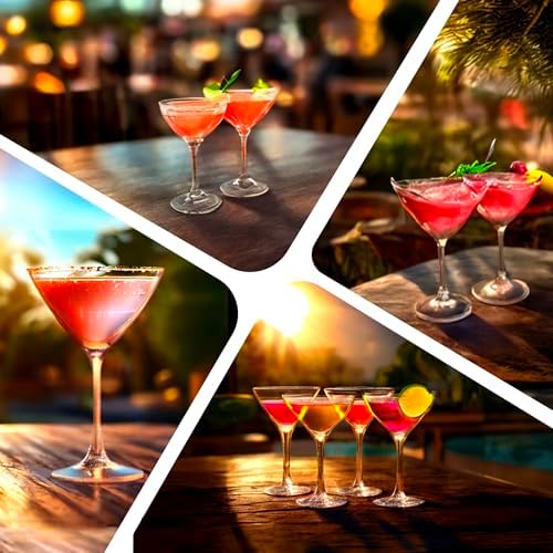 Lily's Home Unbreakable Martini Glasses, Made of Shatterproof Plastic and Ideal for Indoor and Outdoor Use, Reusable, Crystal Clear (8.5 oz. Each