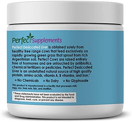 Perfect Supplements – Perfect Desiccated Liver Powder – 180 Grams – Undefatted Beef Liver – Natural Source of Protein, Iron, Vitamins A & B