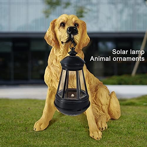 Notakia Golden Retriever Statue Outdoor with Solar Led Home Garden Decoration Windproof Lamp Realistic Dog Decor(Golden Retriever &LED)