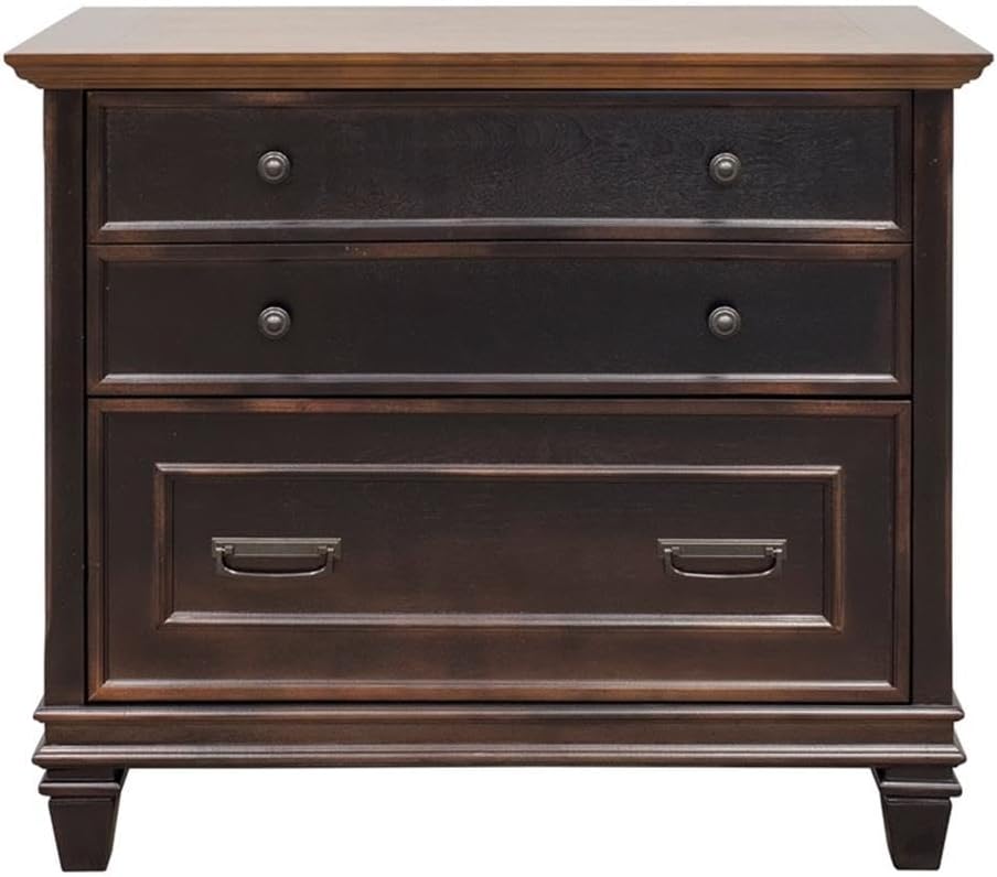 Hartford Wood Lateral File With Locking Legal/Letter File Drawer Black