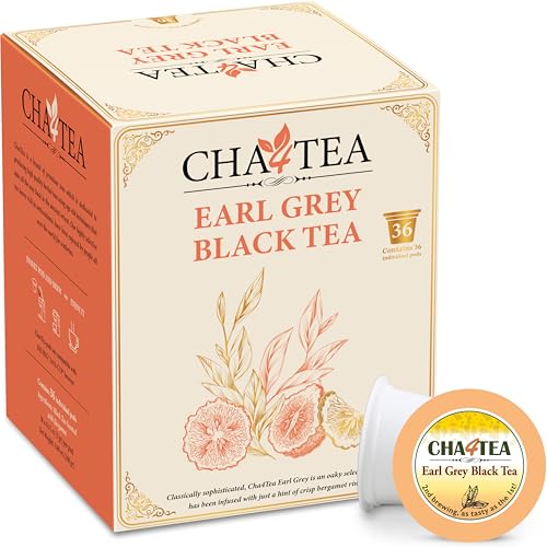 Cha4TEA 36-Count Earl Grey Tea Pod Compatible with Keurig K-Cup Brewers | Bold Black Tea with Bergamot Flavor