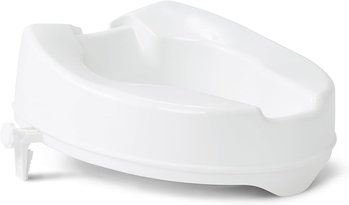 Medline Raised Toilet Seat with Secure Side Locks, 4" Elevation - 250 lbs. Capacity, for Seniors, Elderly