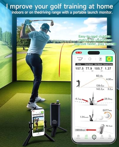 Portable Golf Launch Monitor Pro X1 Plus, Simulators for Home & Training, Mobile Launch Monitor for Golf Swing Analysis, Tracker & Swing Analyzer