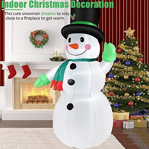 7 FT Christmas Inflatables Snowman Outdoor Yard Decorations, Christmas Blow up Snow Man with LED Lights & Black Hat