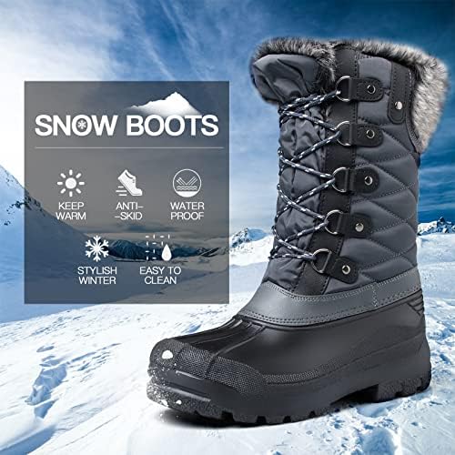 mysoft Women's Snow Boots Waterproof Mid-Calf Winter Boots