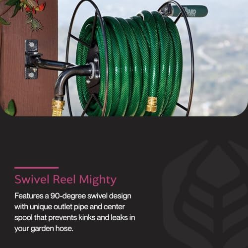 Yard Butler Hose Reel, 180 Degree Swivel, Wall Mount, 100-Foot Hose | Versatile Hose Reel, Great for Garden Hose Storage, Leakproof Design, Powder Coated Steel, Rust-Resistant, Tangle-Free