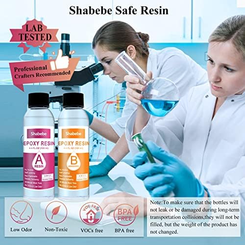 Epoxy Resin, 32OZ Epoxy Resin Crystal Clear, Not-Yellowing No-Bubble, Self Leveling Easy Pour/Mix 1:1 Casting Kit & Coating for DIY Jewelry Making