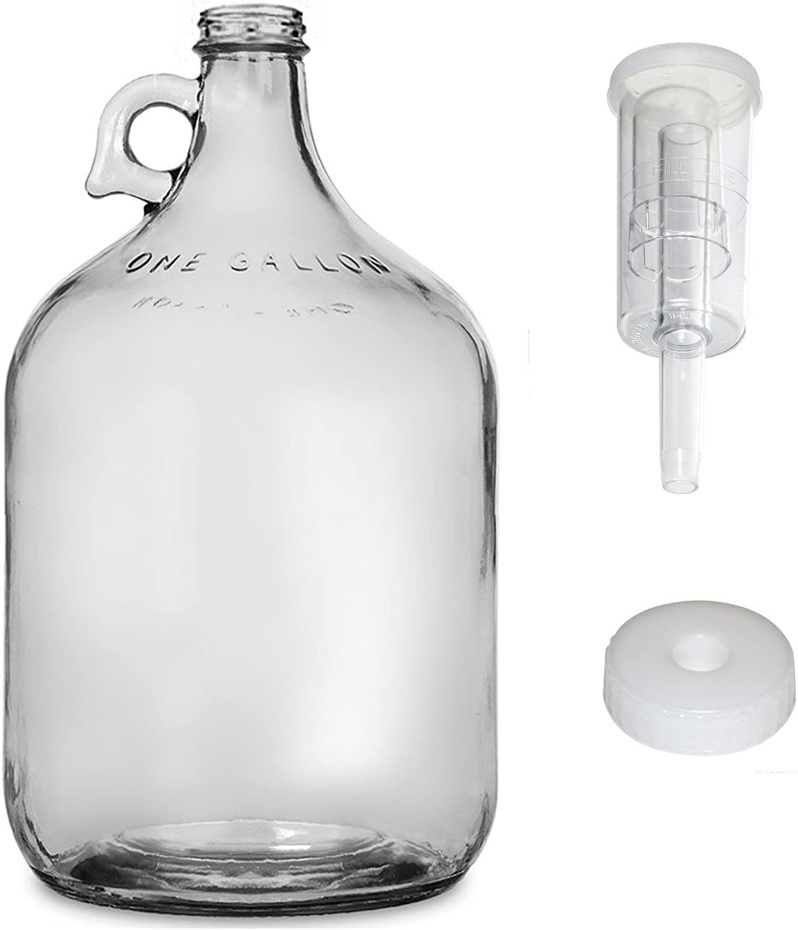 1 Gallon Glass Jug with Airlock, #6.5 Rubber Bung and Twin Bubble Design | Clear Fermentation Jug for beer, wine, cider & kombucha | Reusable food-grade construction for home brewing | Glass Fermenter