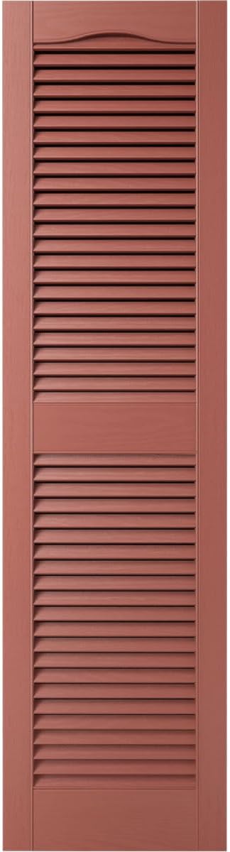 Ekena Millwork Lifetime Vinyl LL1S12X03600BL Standard Cathedral Top Center Mullion, Open Louver Vinyl Shutters, w/Installation Shutter-Lok's & Matching Screws (Per Pair), 12"W x 36"H, Black