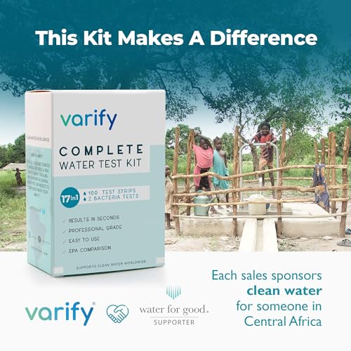 Varify 17in1 Complete Drinking Water Test Kit - 100 Strips + 2 Bacteria Tester Kits - Well, Tap, Home, City Water Testing Strip for Lead, Alkaline