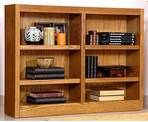 Concepts in Wood MI4836 6 Shelf Double Wide Wood Bookcase, 36 inch Tal (Oak)