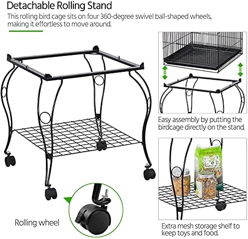 Yaheetech 59-Inch Rolling Standing Medium Dome Open Top Bird Cage for Parrots Cockatiels Sun Conures Parakeets Lovebirds Budgies Finches Canary Pet