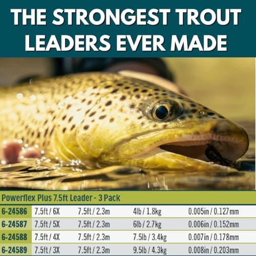 RIO PRODUCTS Trout Powerflex Plus Leader, Pre-Tied Loop for Easy Rigging, High Performance Tapered Leader Line