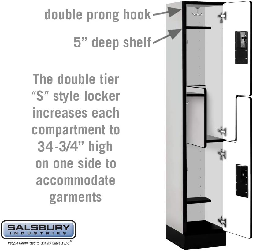 Salsbury Industries Double Tier 'S' Style Designer Wood Locker, Mahogany, 5' 3" x 15"