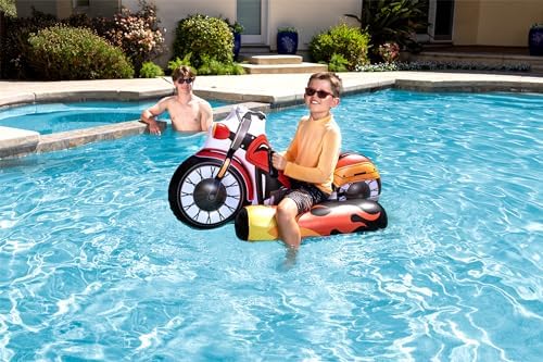 Poolmaster Inflatable Swimming Pool Float Rider Pool Toy for Kids, Motorcycle