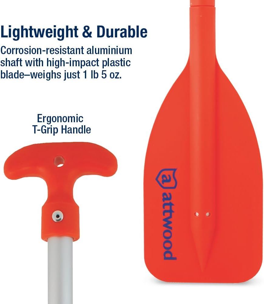 Attwood Emergency Telescoping Paddle for Boating, Orange