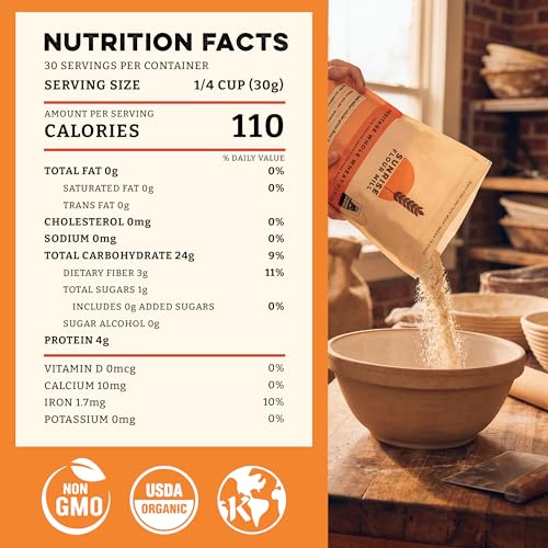 Sunrise Flour Mill Organic Heritage Whole Wheat Flour - 2 lbs | Easier to Digest with Less Bloating | No Bleaching or Bromating | Zero Additives